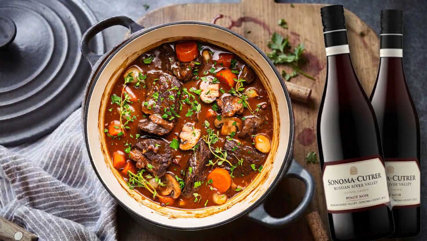 Sonoma Cutrer Pinot Noir Pair with Beef Bourguignon