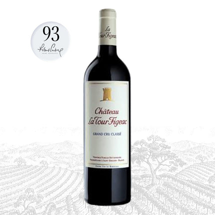Bottle of Chateau La Tour Figeac wine with a white background