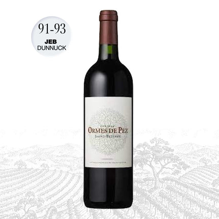 Bottle of Ormes de Pez wine with a white background