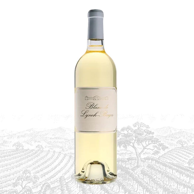 White wine bottle with a label on a white background