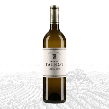 Chateau Talbot wine bottle on a white background