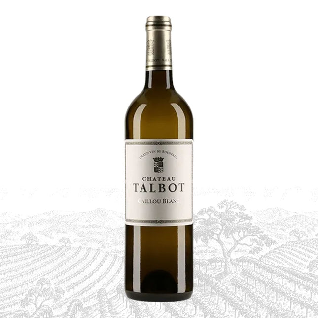 Chateau Talbot wine bottle on a white background