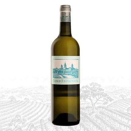 Wine bottle with a label on a white background