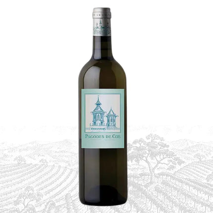 Wine bottle with a label on a white background