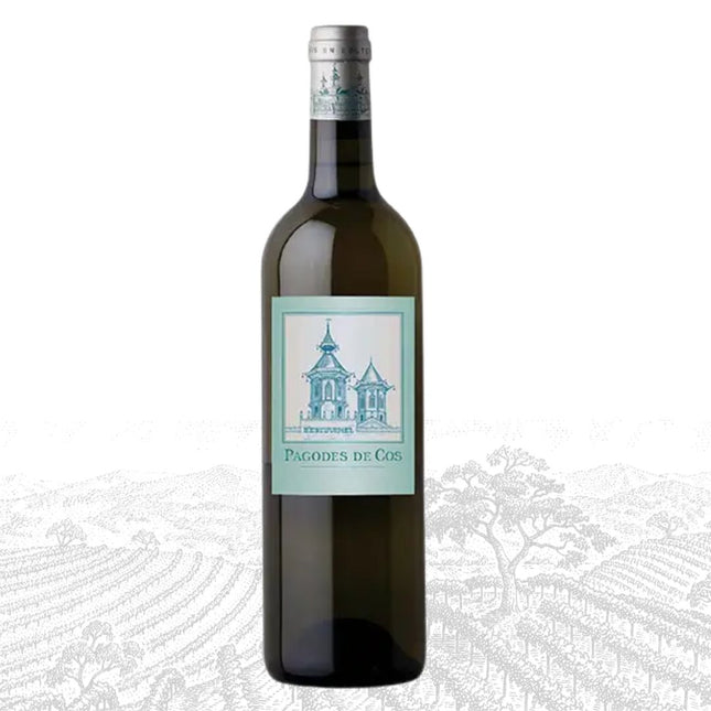 Wine bottle with a label on a white background